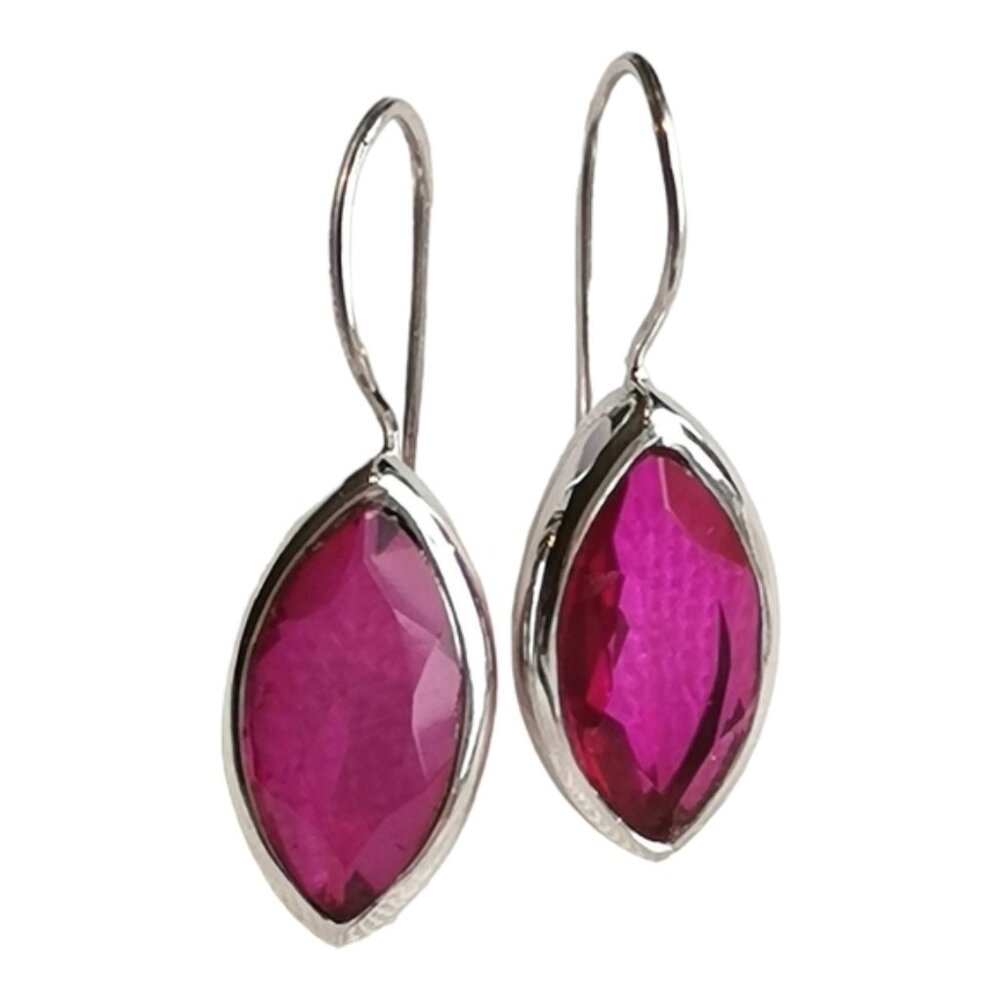 Sterling Silver Pink rubellite drop earrings NEW